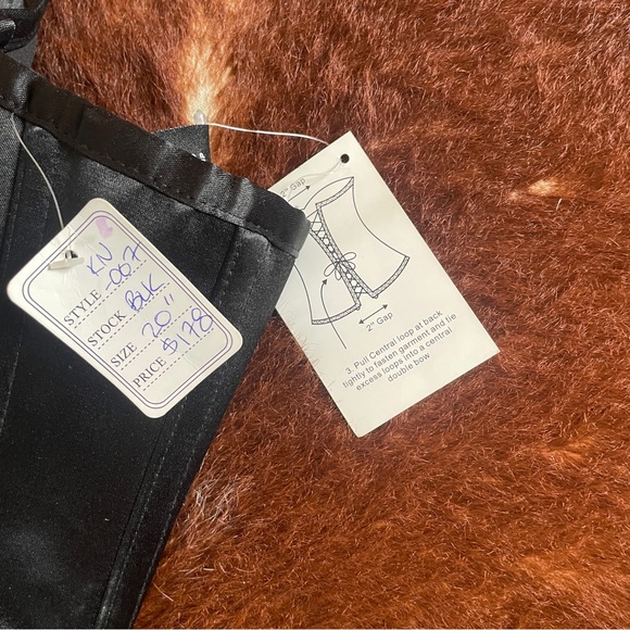 NEW Black Satin Lace Back Corset WITH BONING XXS - Picture 4 of 4